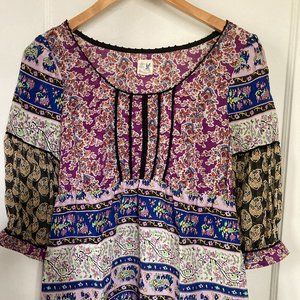 Edme and Esyllte for Anthropologie empire waist mix print top size 4